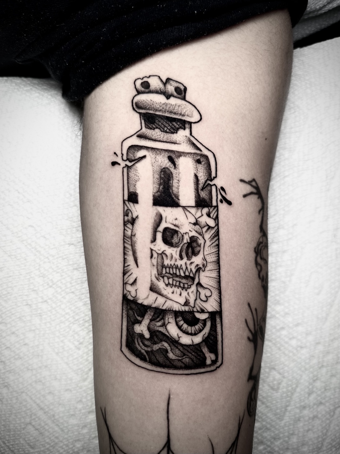New tattoo — bottle / skull